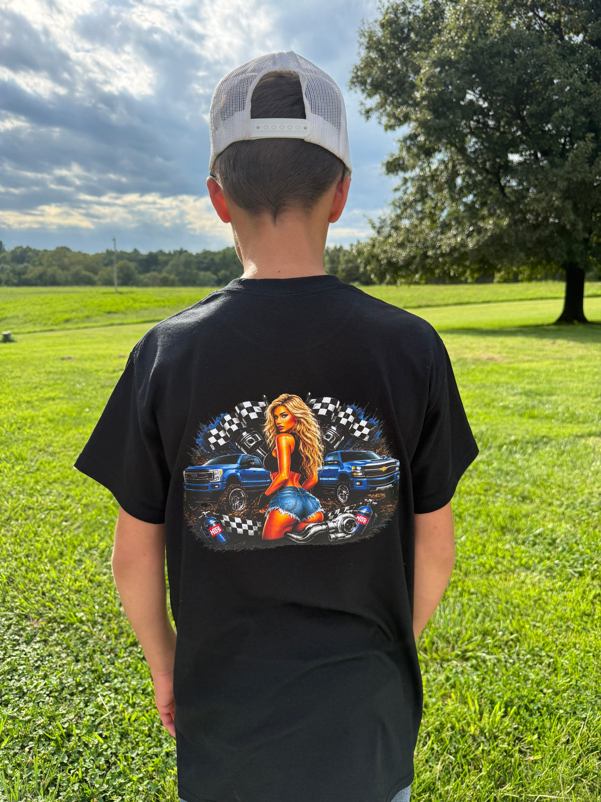 Blonde Hair and Blue Truck Tshirt